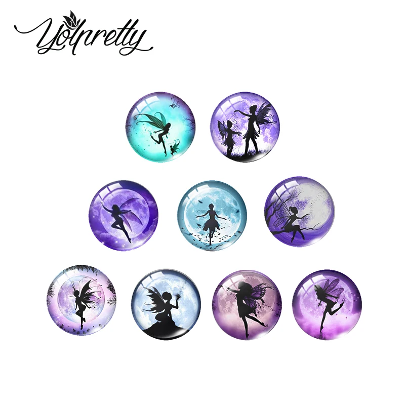 

2022 Moon Purple Fairy Pattern Glass Cabochon Semi Finished Mixed Glass Jewelry Findings Making Component Accessories