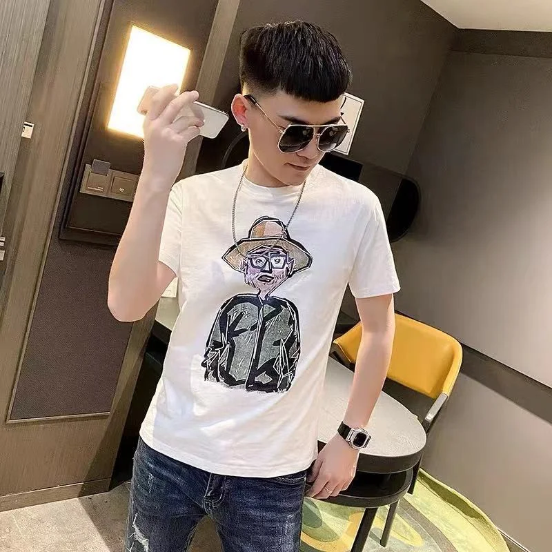 

Alphabet Streetwear Anime Print Graphic Man Tee Shirts Katoen Short Quarter Sleeve Clothing Top Summer T Shirt for Men Gym Music