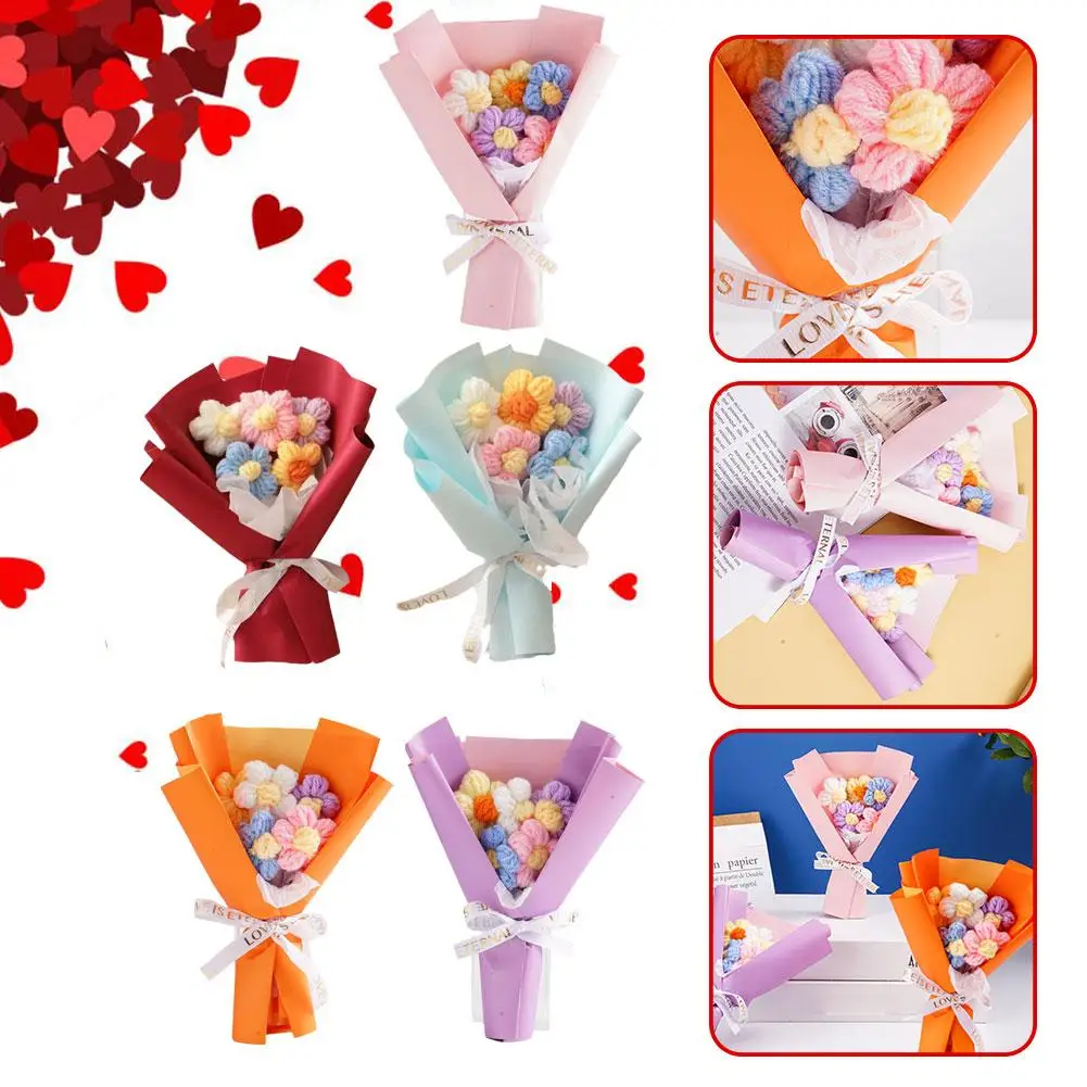 Ручная работа вязаный крючком вечный цветок Плетеный букет творческий A7B2