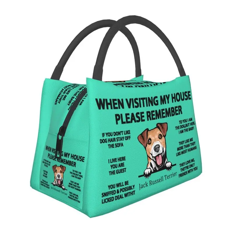 

Peeking Dog Jack Russell Terrier Insulated Lunch Tote Bag for Women Pet Animal Portable Thermal Cooler Bento Box Work Travel