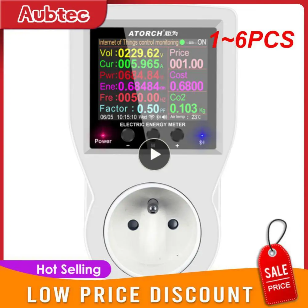 

1~6PCS Tuya WIFI Smart Socket Digital Wattmeter 220V AC Power Meter Electricity consumption EU Plug Power Kilowatt Wattage