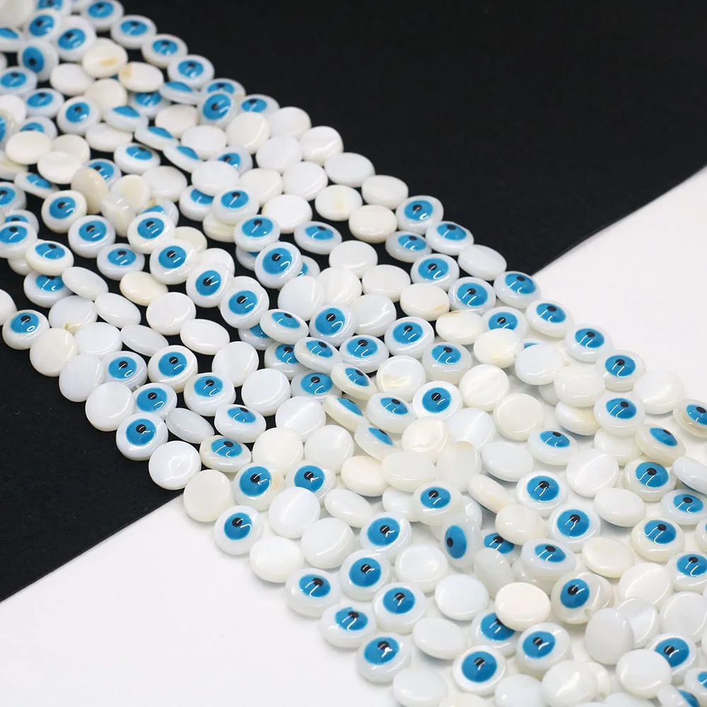 

Бусины из натуральной пресноводной ракушки, круглые синие Бусины дьявольского глаза 6-8 мм, очаровательные элегантные женские украшения «сд...