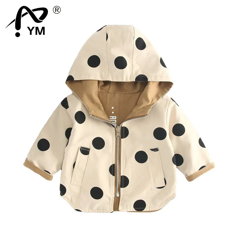 

New 2022 Kids Windbreaker Coat Jackets Baby Girls Polka Dot Hooded Outwear Baby Boys Coats Jacket Clothing Children Clothes Tops