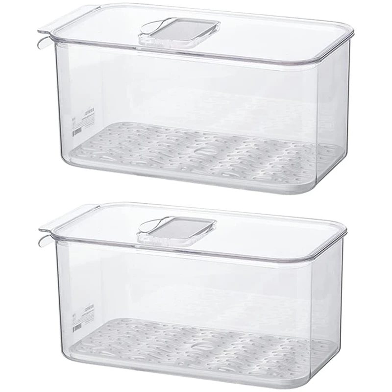 

JHD-контейнеры для хранения на холодильник с крышками, капельный лоток, контейнеры для хранения овощей и фруктов для холодильника, 2 упаковки