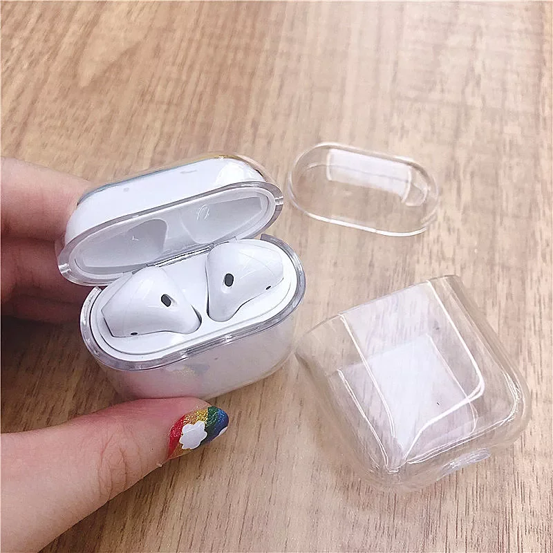 

YanXu PC Crystal Clear Cases For AirPods 1/2 Transparent Earphone Case For AirPods Pro Charging Box Protective Hard Cover