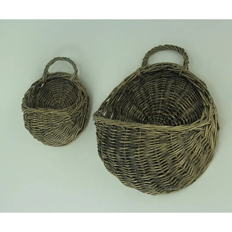 

Garden Rustic Round Woven Wicker Wall Basket Set of 2