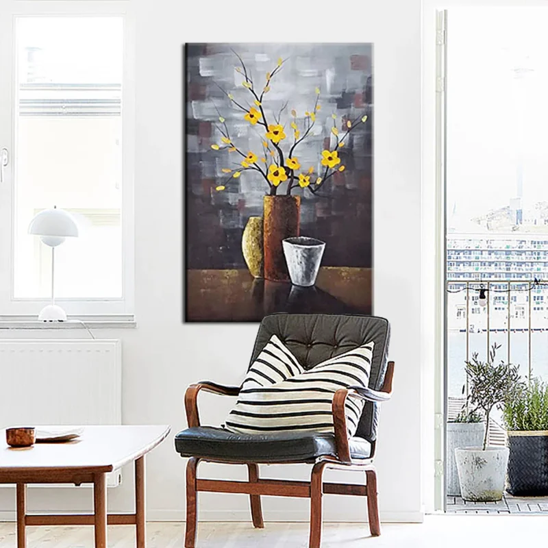 Современная Абстрактная масляная картина с цветами на холсте Ручная работа