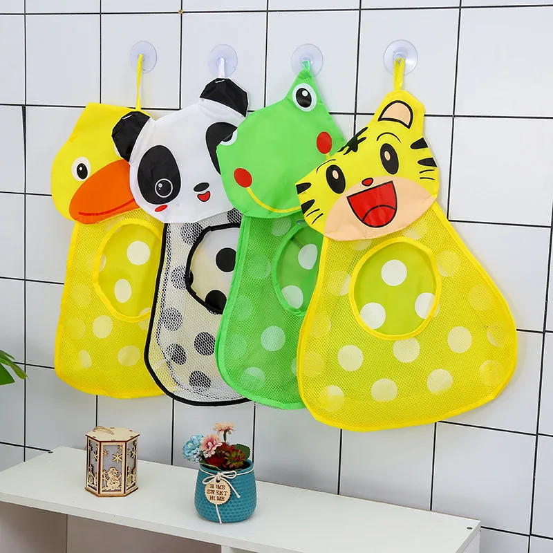

Baby Bath Toys Cute Duck Frog Mesh Net Toy Storage Bag Strong Suction Cups Bath Game Bag Bathroom Organizer Water Toys for Kids