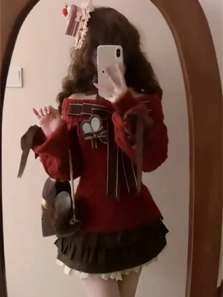 Осенний комплект из двух предметов с милым бантом и вырезом в виде феи + женский