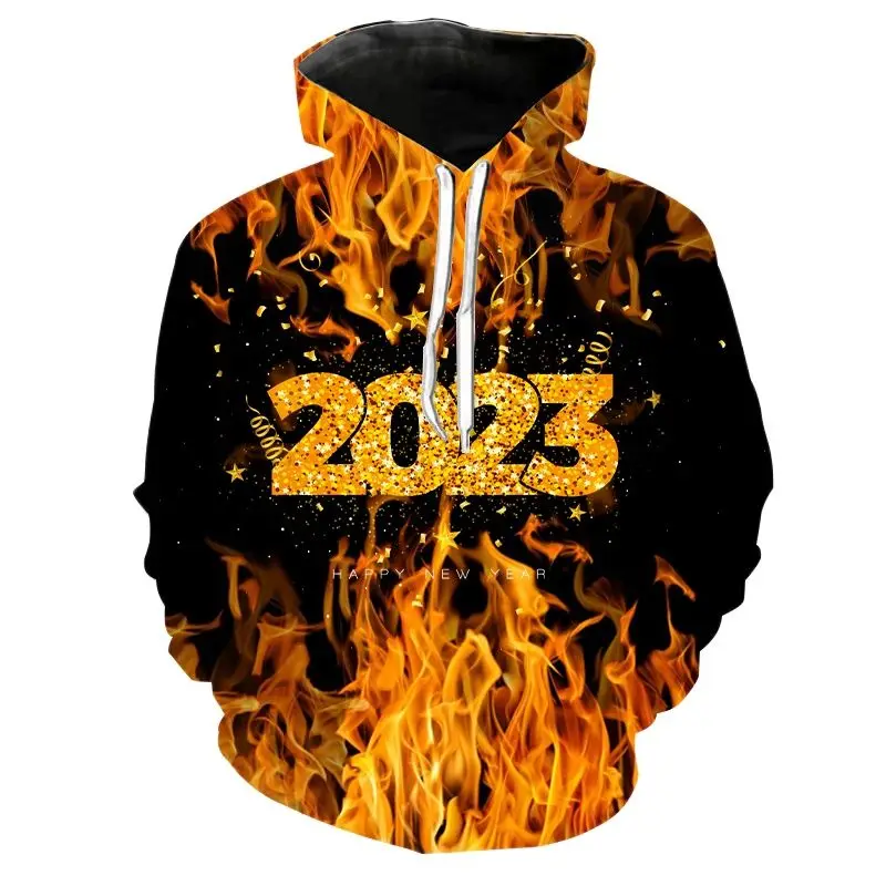 2023 New Colorful Flame Hoodie 3D Sweatshirt Men/Women Hooded Spring And Autumnr Coat Mens Clothing Funny Jacket Black Hoodies