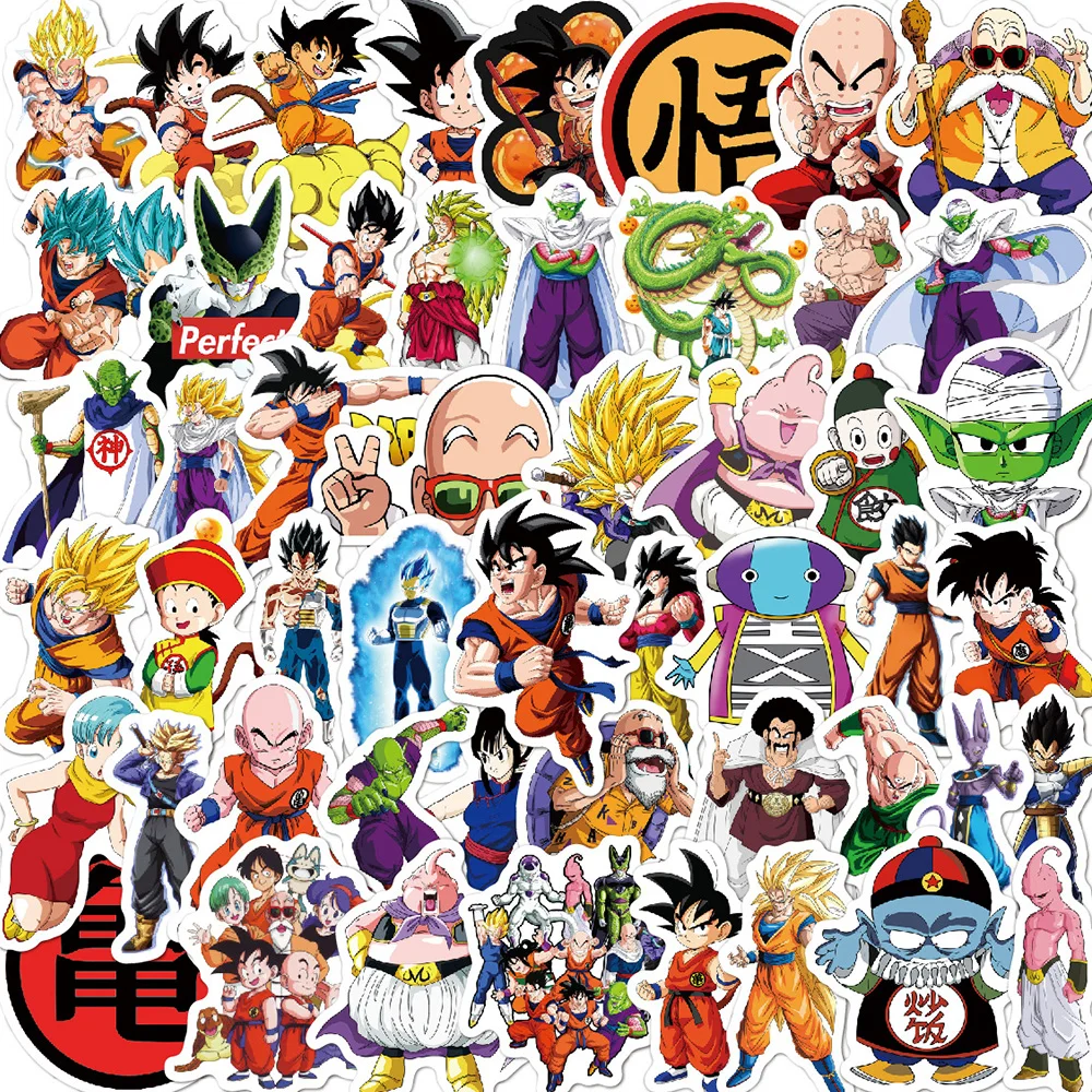 

10/30/50pcs Waterproof Dragon Ball Anime Stickers Cool Saiyan Goku Sticker Laptop Skateboard Motorcycle Car Bike Kid Toys Decals