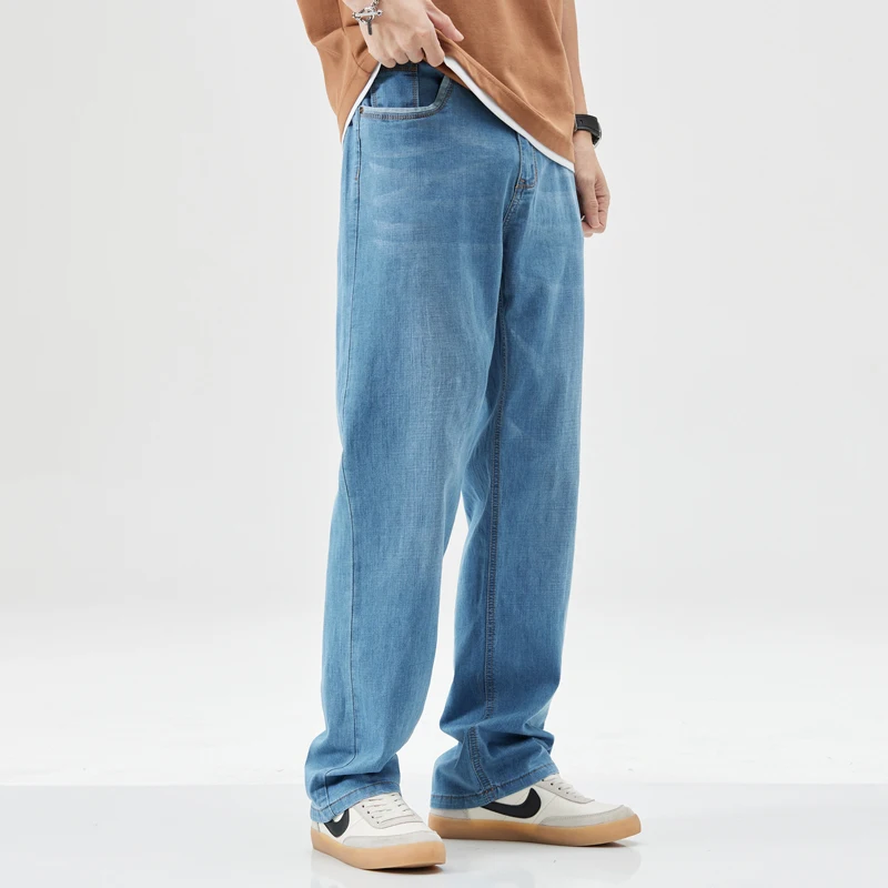 

Джинсы мужские прямые зауженные, модные классические эластичные свободные тонкие брюки из денима, XL 40 42 44, весна-лето