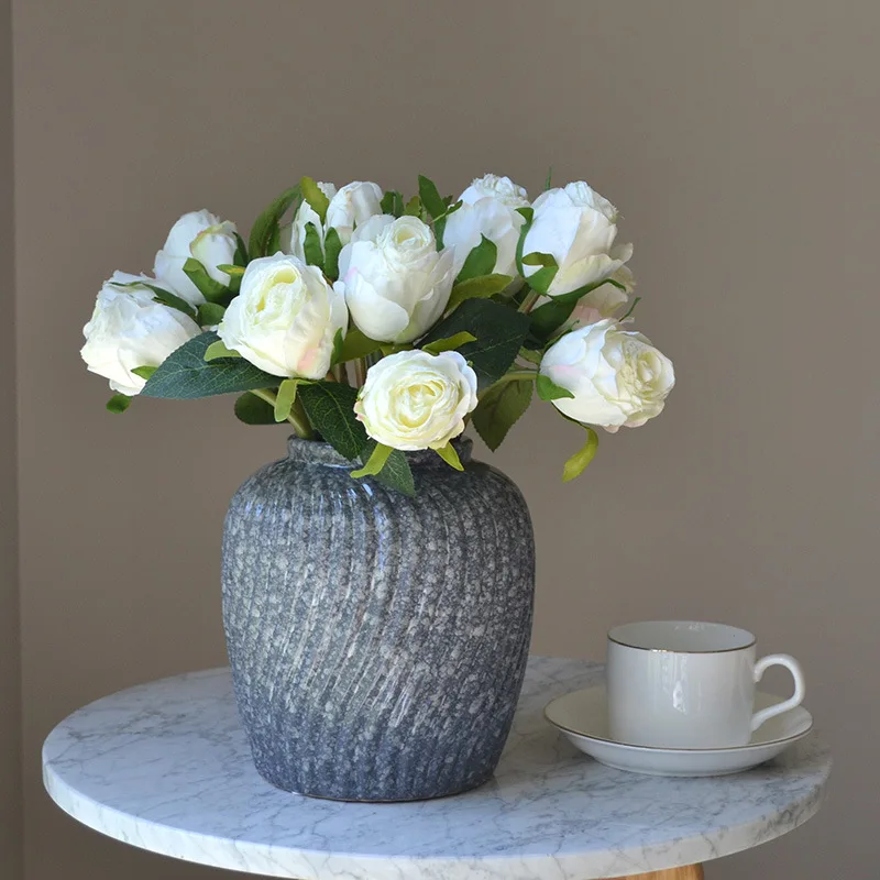 30 см искусственные края на гриле винтажная цветочная композиция 11 головок розы