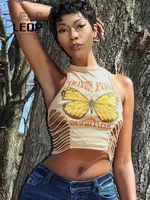 ledp butterfly print tank top womens cutout sexy crop top summer sleeveless short t shirt womens tank top womens y2k top