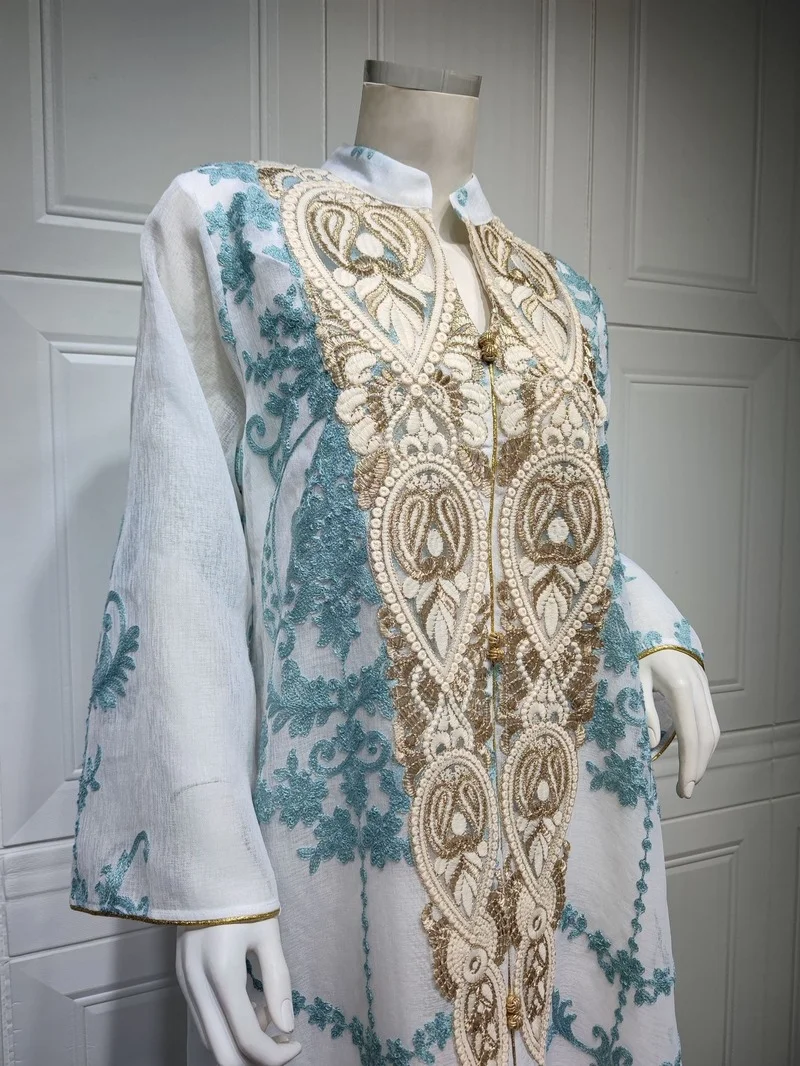 New Morocco Long Dress Muslim Women Ramadan Long Abayas Robes Fancy Maxi Dress French Stylish Islamic Party Dress Spring 2022