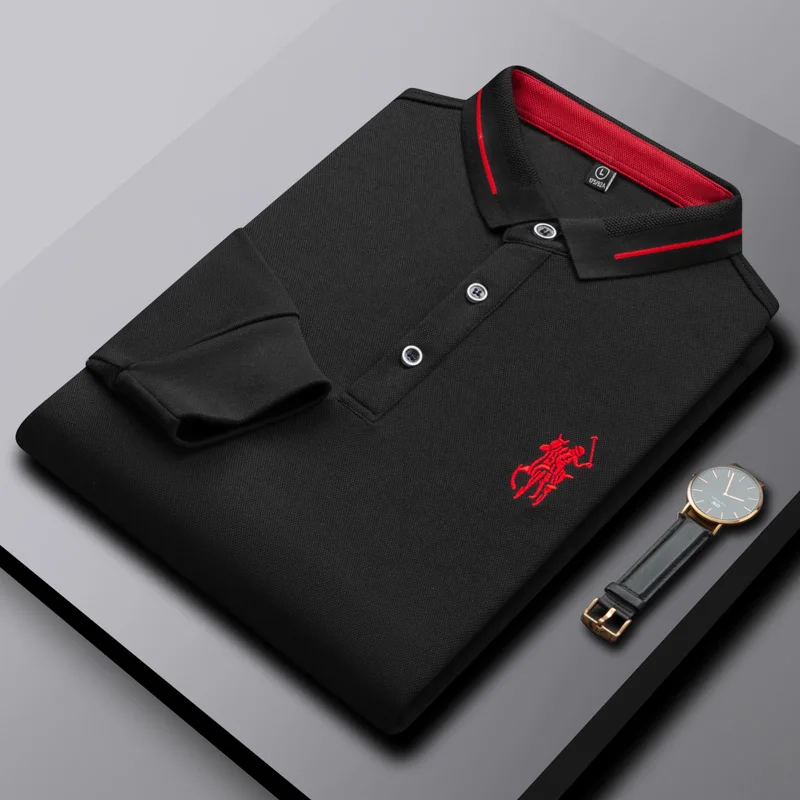 2022 Модная брендовая хлопковая рубашка-поло с отложным воротником и вышивкой