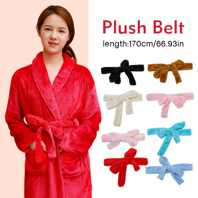 Womens Waist Belt Plush Wrap Corset Pajamas Coat Waistband Bath Towel Strap Flannel Belt