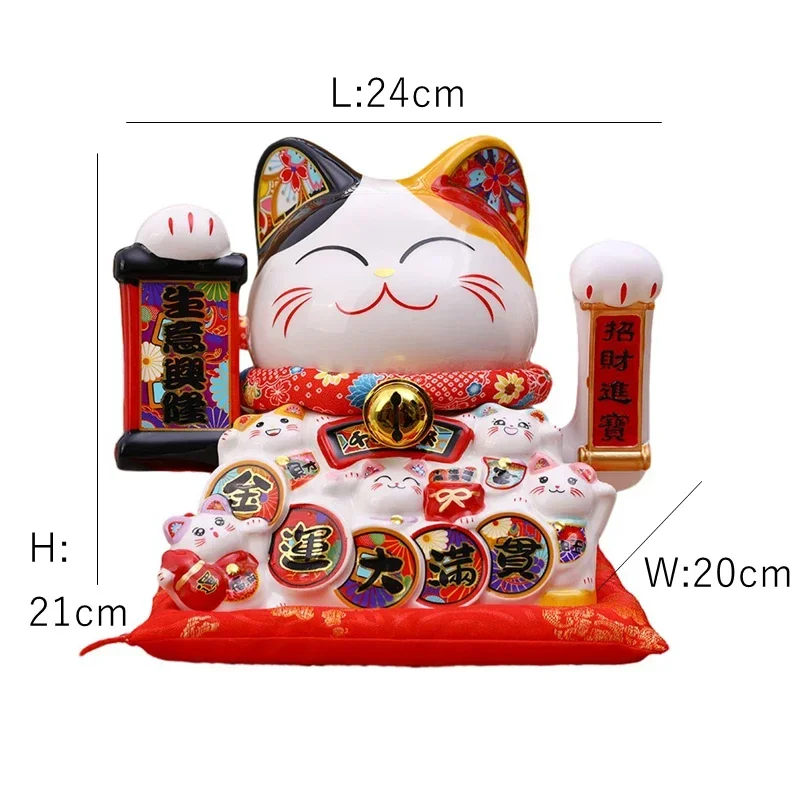 8 2-дюймовый керамический орнамент Lucky Cat Maneki Neko Beckoning с подвижной рукой фарфоровая