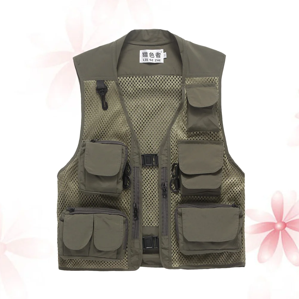 

Summer Fishing Vest Multi Pockets Outdoor Climbing Mens Lightweight Breathable Mesh