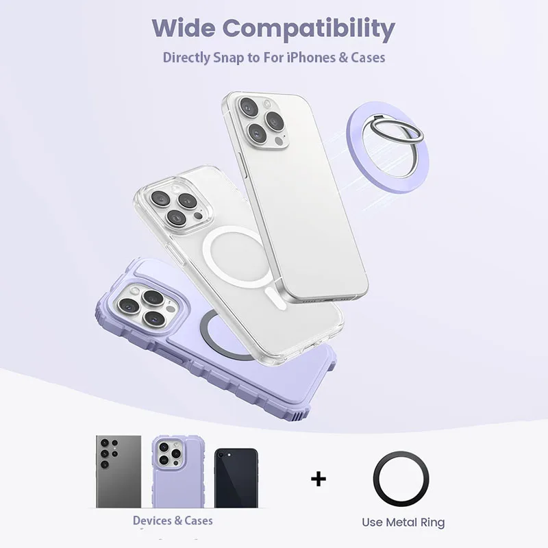 360 ° Магнитный телефонный кольцевой крючок для подставки магнитный захват iPhone 15 14
