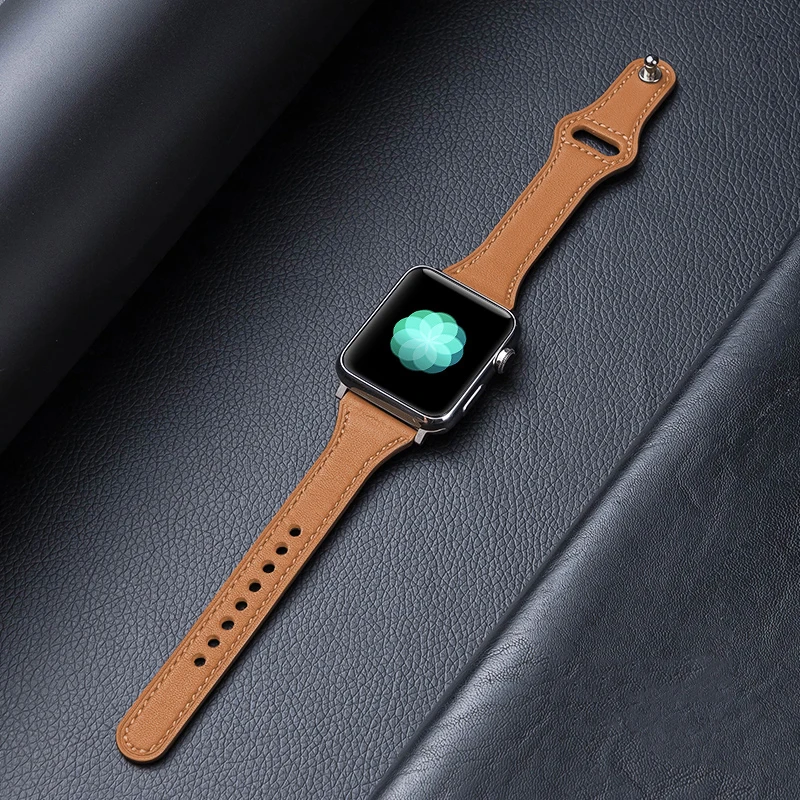 

Тонкий ремешок для Apple watch band 40 мм 44 мм iWatch 38 мм 42 мм 44 мм, браслет из натуральной кожи для наручных часов Apple watch 6 5 4 3 se band