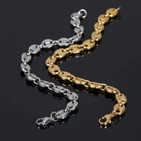 european american coffee beans pig nose bracelet men women stainless steel jewelry polished strong real gold plated 6mm 8mm 11mm