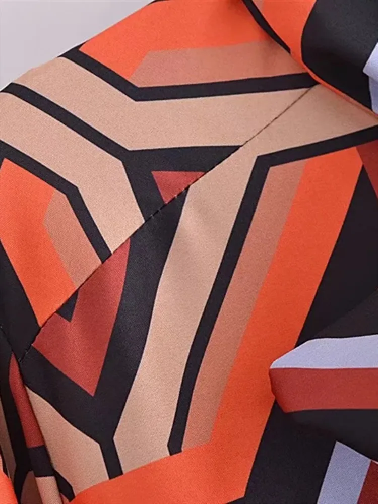 Женский Длинный комбинезон с принтом длинным рукавом и поясом |