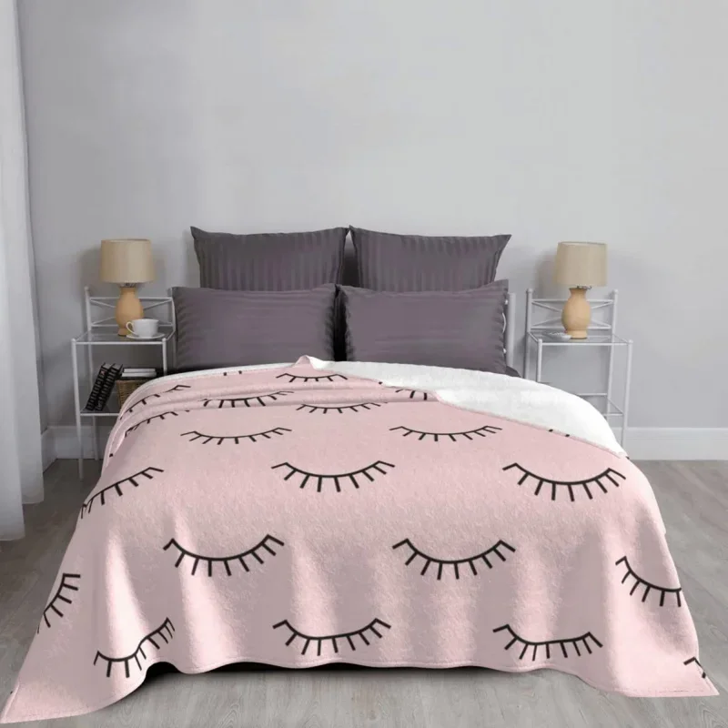 

Eyelash Cartoon Blankets Flannel All Season Beauty Closed Eyes Breathable Lightweight Throw Blanket For Bedding Bedroom Quilt