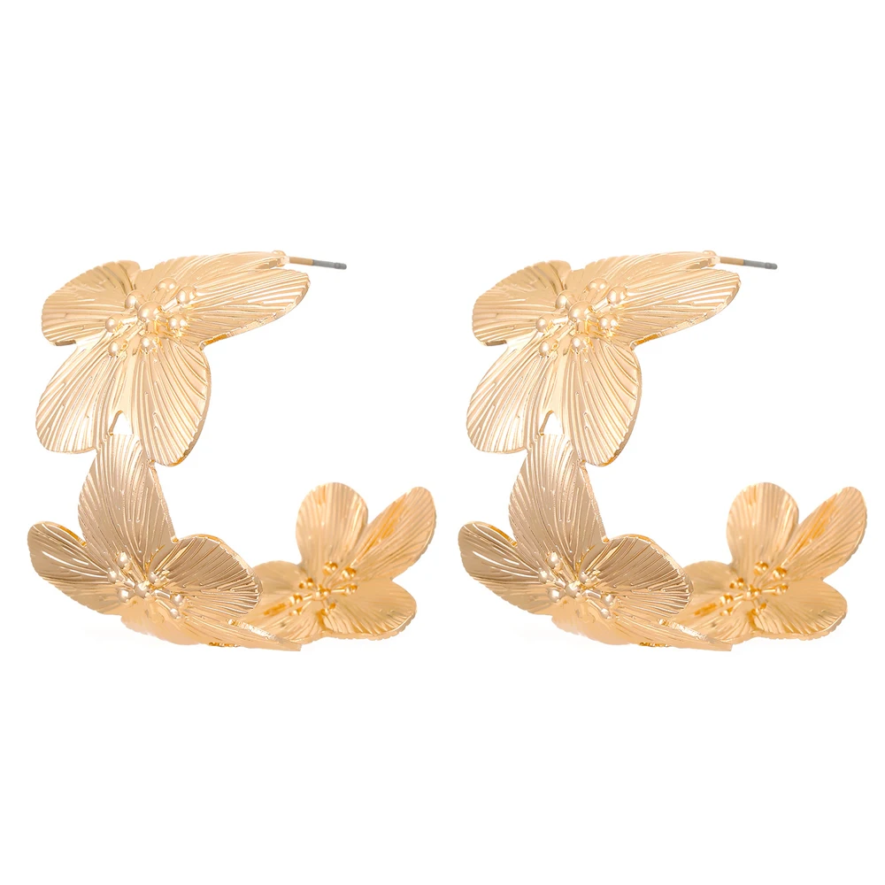 Новые серьги-подвески из золотого сплава с 3D цветком в форме буквы С для женщин