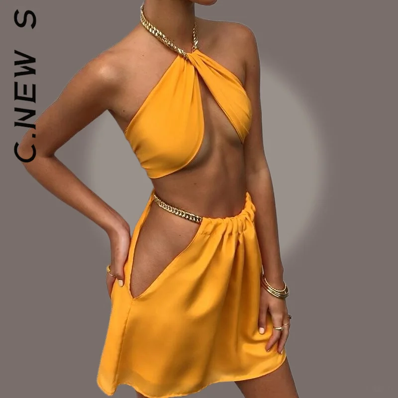 C.New S Halter ажурный укороченный без рукавов с открытыми плечами сексуальное