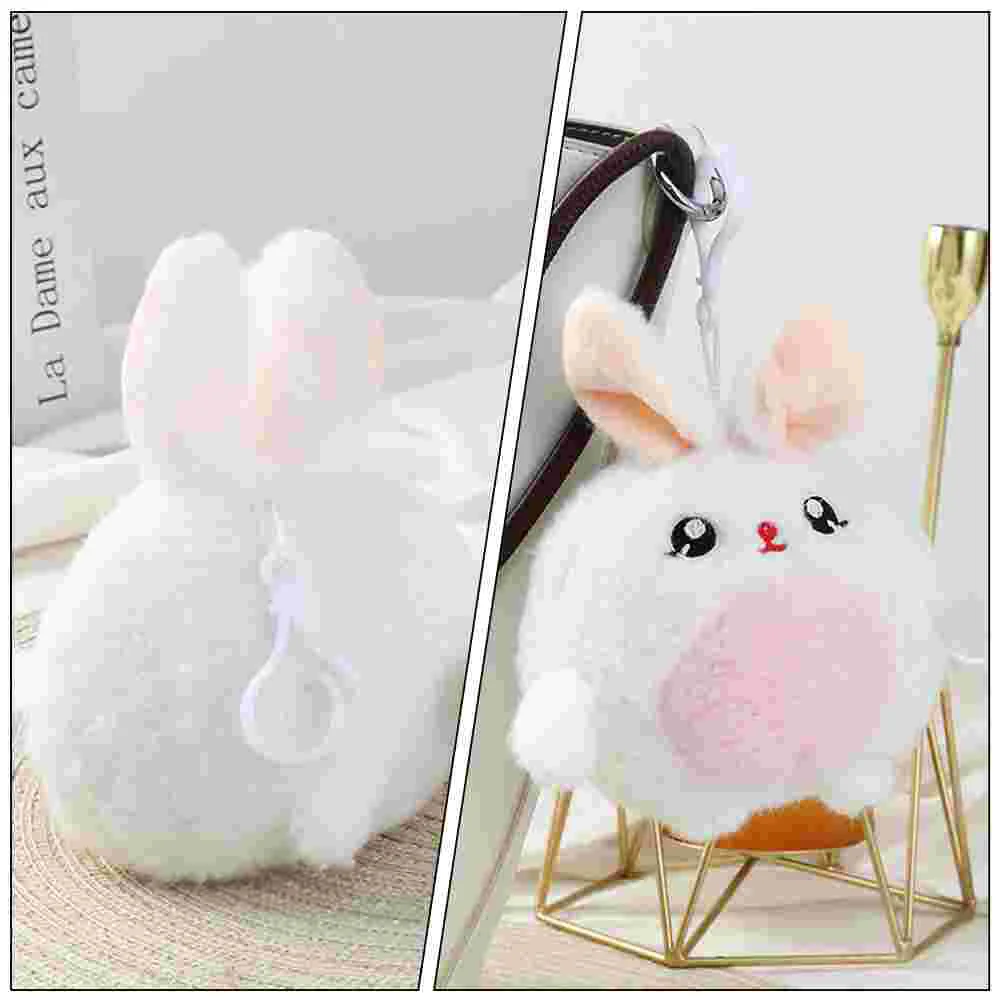 2 Pcs Stuffed Bunnies Plush Decor Fluffy Bunny Keychain Rabbits Foot Keychain Real Rabbit Keychain 2023