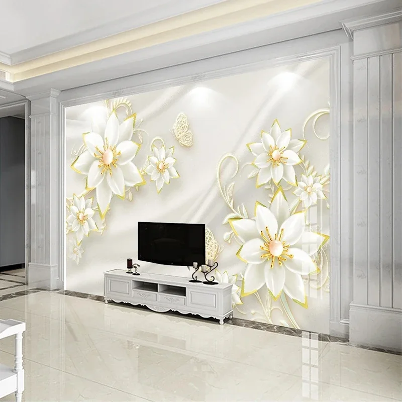 

Custom 3D Photo Wallpaper Jewelry Flower Modern Simple European TV Background For Bedroom Wall Fresco Living Room Papel De Pared