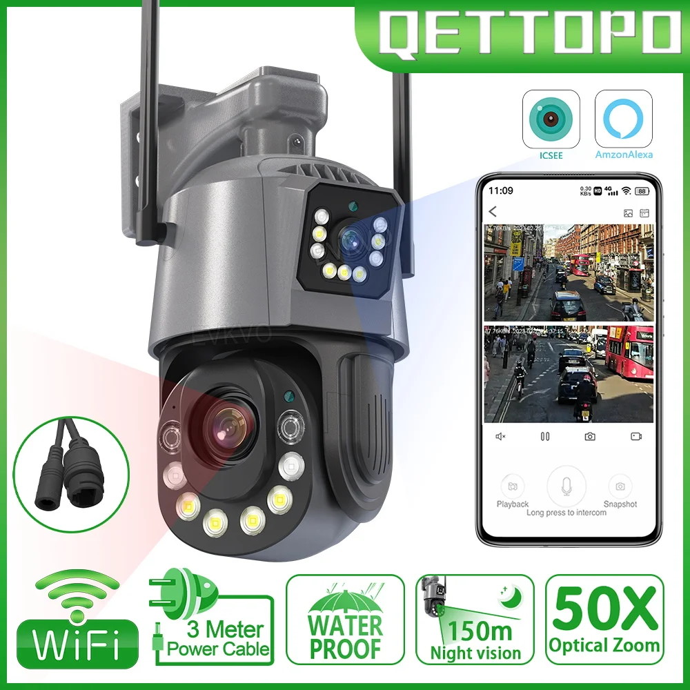 

IP-камера Qettopo, 4K, 8 Мп, PTZ, Wi-Fi, 150 м