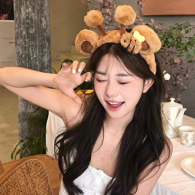 Милая мультяшная пчела с медвежьими ушками плюшевая повязка для волос женщин и