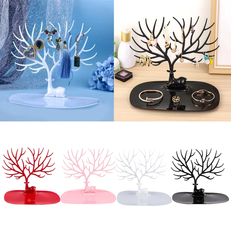 

124A Ring Display Rack Deer Tree Display Stand Deer Antler Jewelry Organizer Holder