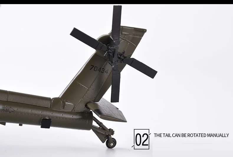 Модель игрушки Масштаб 1:72 Американский вертолет Апачи модель из сплава литая