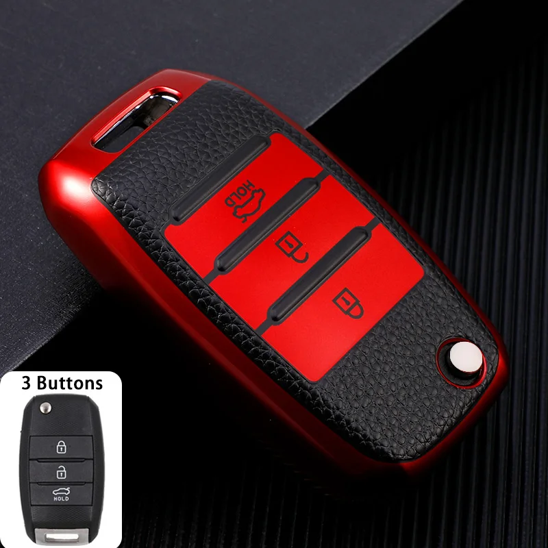 

TPU Leather Folding Key Case Cover for Kia Rio 3 K2 Ceed Cerato K3 Sportage 4 Picanto K5 Optima Sorento Forte Stinger 2017 2018