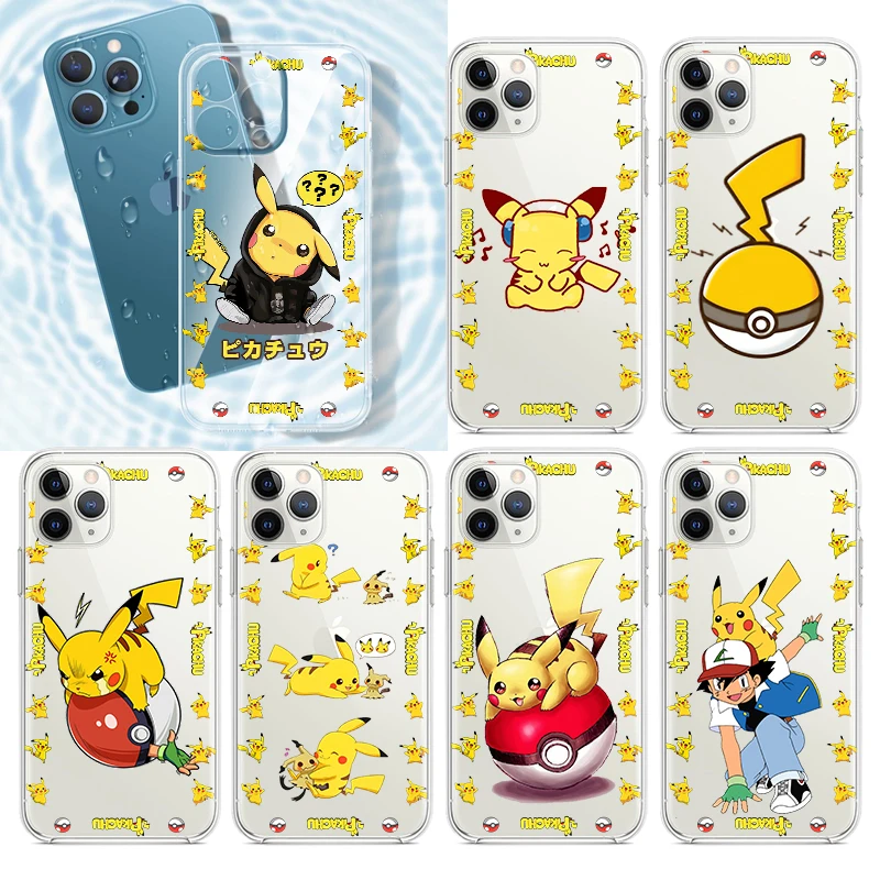 

Cartoon Cute Pikachu For Apple iPhone 13 12 11 Pro Max Mini XS Max X XR 6S 6 7 8 Plus 5S Soft Transparent Phone Case Coque Capa