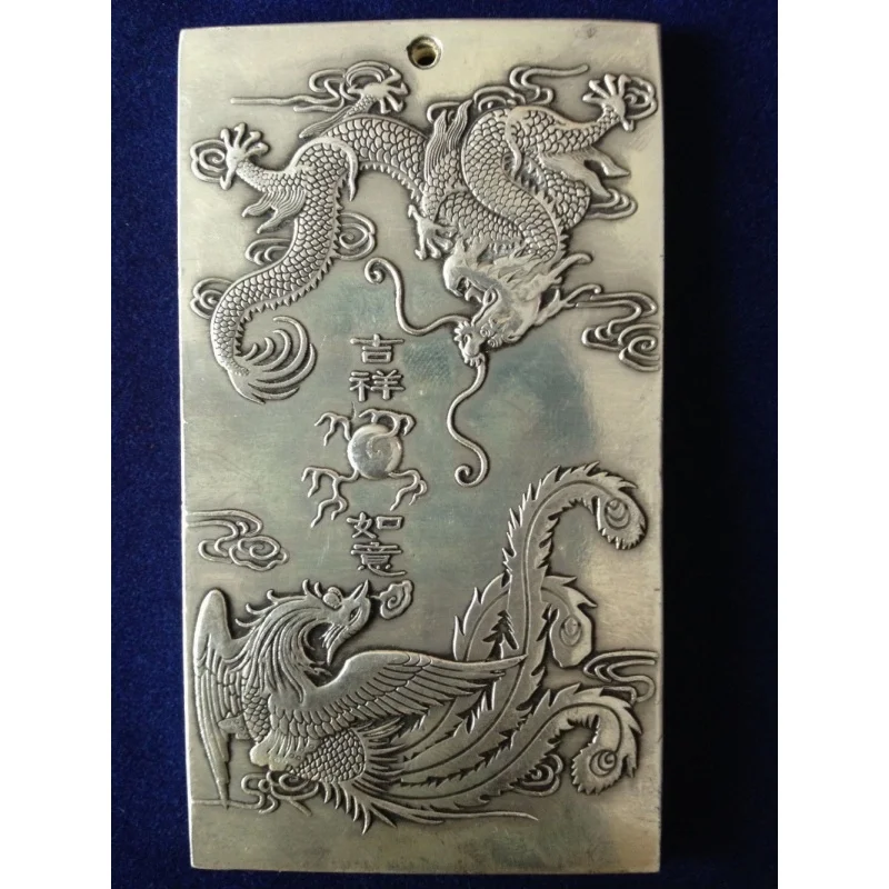 

Chinese tibet Silver Ssangyong tibet Silver Bullion thanka amulet nelace pendant metal handicraft