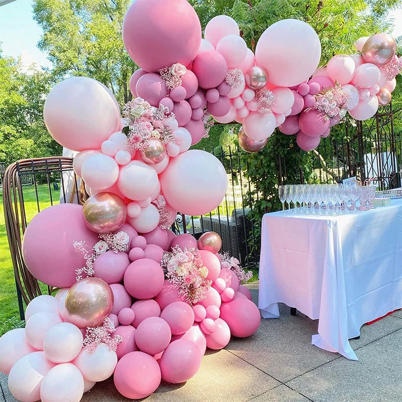 Palloncino Macaron bianco rosa Kit arco ghirlanda matrimonio decorazione festa di compleanno coriandoli palloncini in lattice per bambina Baby Shower