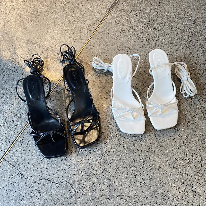 

Женские босоножки на высоком каблуке, бежевые босоножки с квадратным носком и ремешком на щиколотке, удобные открытые туфли для весны и лет...