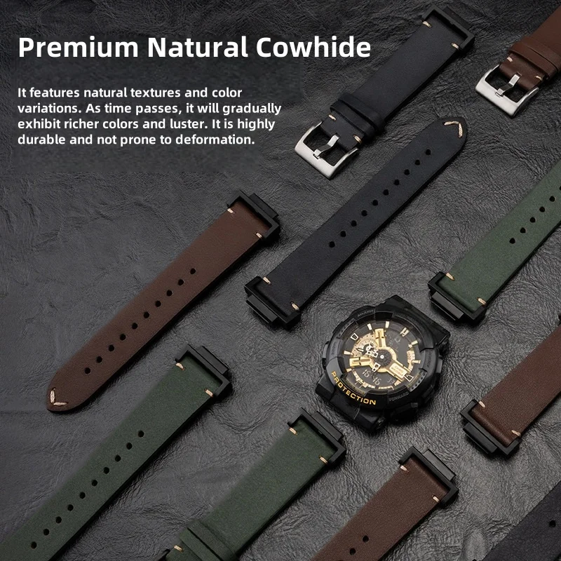 Фото Ремешок из натуральной кожи 16 мм для часов Casio G-SHOCK GA110 100 120 GA900 GA2100 DW-5600 GW-B5600 GW-M5610, аксессуары для спортивного ремешка №4