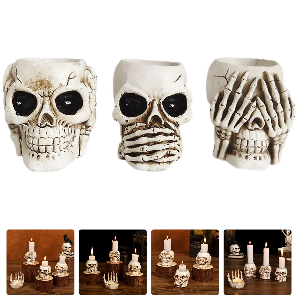 

3pcs Resin Holders Halloween Tealight Holder Spooky Tealight Holder