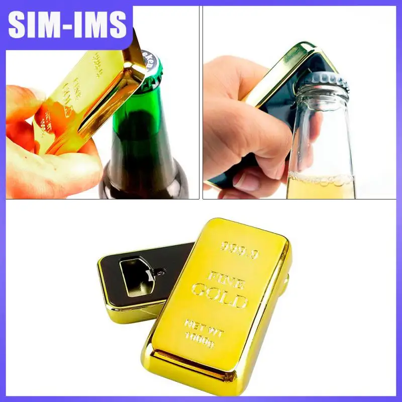 

1pc Imitation Gold Bar Bottle Opener Plastic Fake Bullion Beer Cap Remover with Magnet Fridge Decor For Kitchen Gadget Bar Tools