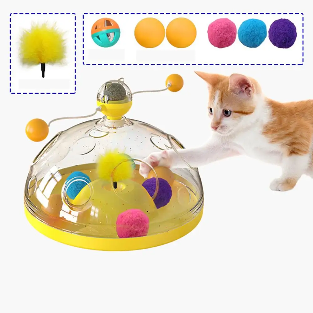 

【 New Arrivals 】 Pet Cat Rotating Windmill Toys With Ball Scratch-resistant Interactive Turntable Pet Educational Toys