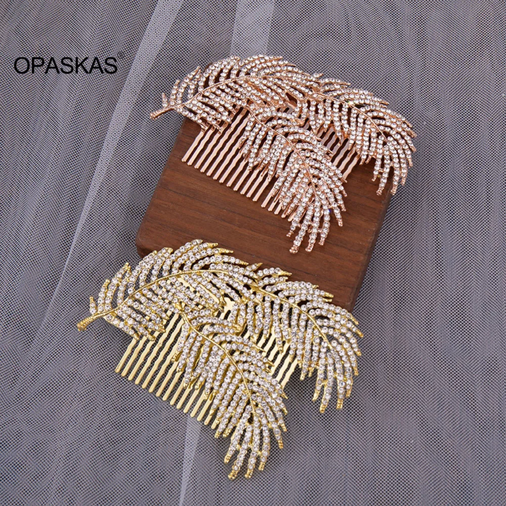 

Свадебная расческа для волос, свадебные гостевые заколки для волос с листьями, блестящие ювелирные изделия с кристаллами для женщин, диадемы Короны, короны, короны