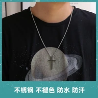 2022 summer simple hip hop titanium steel fade necklace cross double layer stainless steel pendant jewelry birthday party gifts