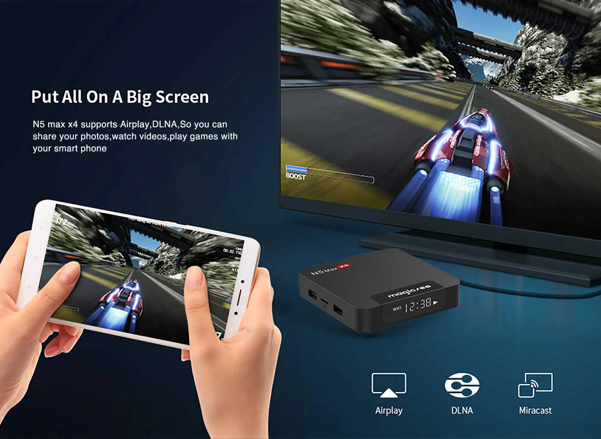 ТВ-приставка Magicsee N5MAX X4 Android 11 Amlogic S905X4 4 Гб ОЗУ 32 64 ПЗУ BT4.2 2.4G5G двухдиапазонный Wi-Fi 4K