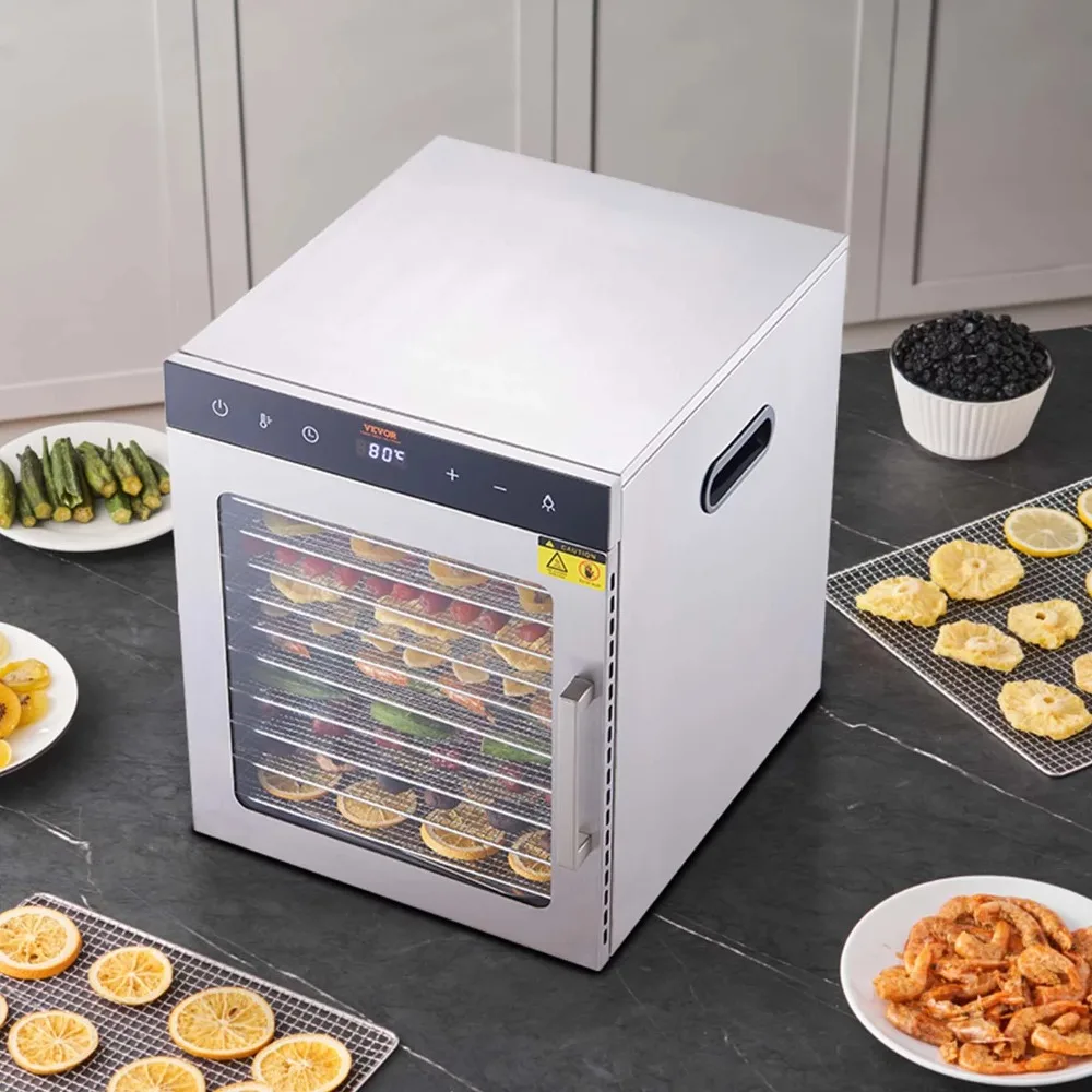 

2023 New BENTISM 10 Trays Food Dehydrator Machine Stainless Steel 800W Jerky Fruit Drying