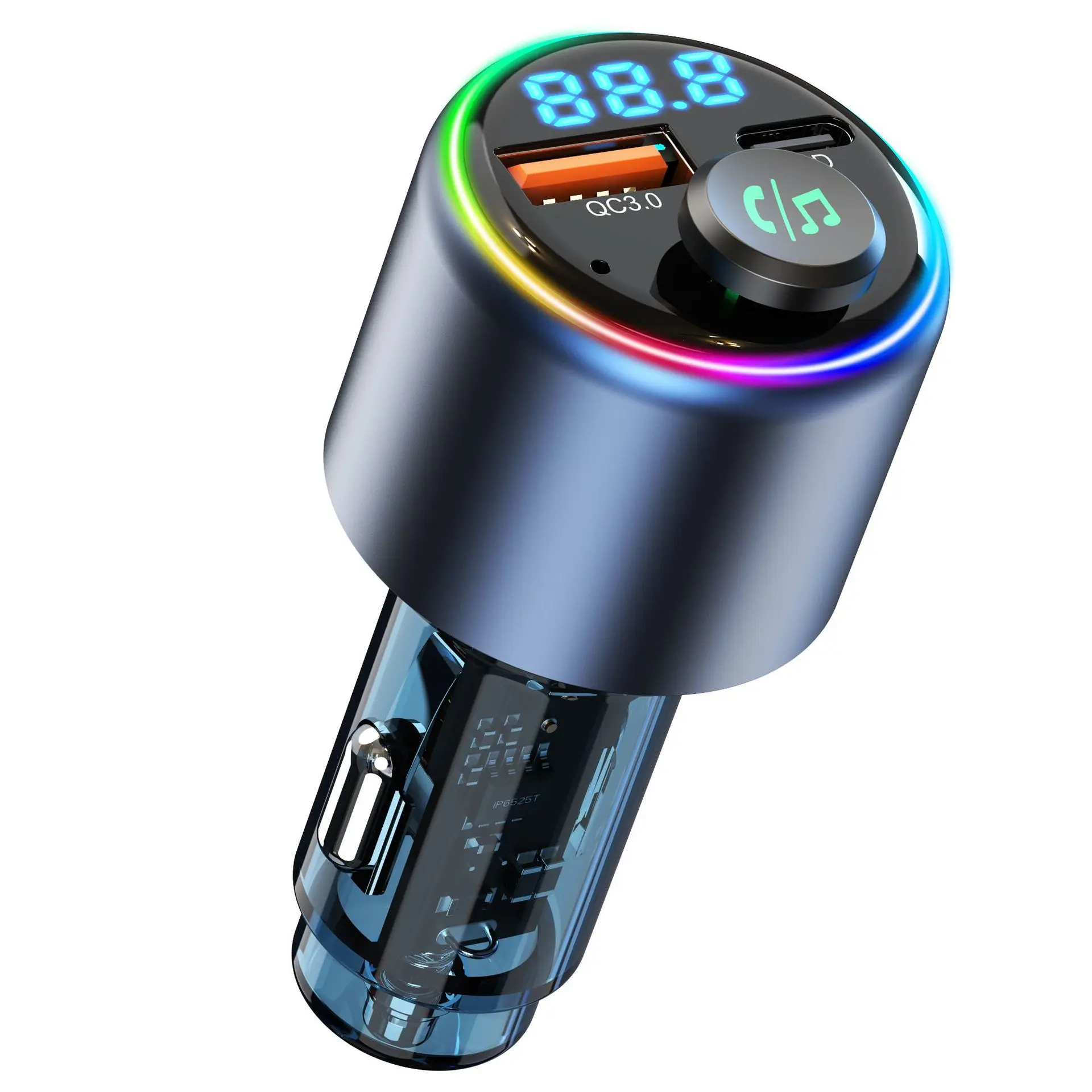 Фото Автомобильный MP3 Bluetooth-плеер с громкой связью Автомобильный FM-передатчик с QCPD30W Быстрая зарядка Mp3 Bluetooth BC89 №3